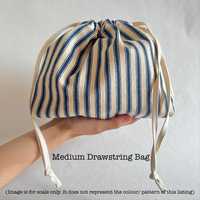 Sac à cordon en coton rayé teint en fil GRS, sac de voyage portable en toile de coton réutilisable pour cosmétiques et articles de toilette, logo personnalisé