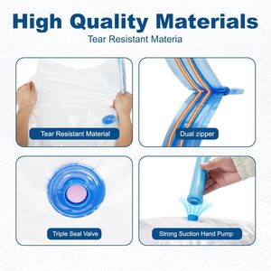 Sacs de rangement sous vide, sacs de compression pour économiser de l'espace, sacs sous vide pour vêtements, oreillers, couettes, couvertures, literie, lot de 8 pour le voyage - Product Image 2