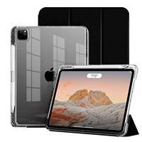 Kenke-Étui de protection transparent pour tablette iPad de 12.9 pouces, avec porte-stylo, protection anti-chute