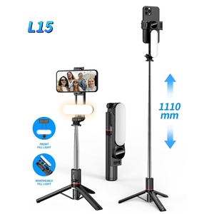 L15 avec 9 niveaux de luminosité Parapluie de lumière d'appoint détachable Trépied Selfie Stick 1.11m de long, 43.3 pouces <span class=keywords><strong>Selfiestick</strong></span> - Product Image 1