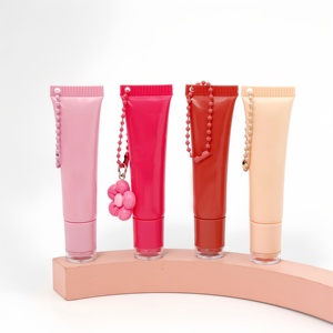 MLM beauty manufacturer 8ml Lip Gloss <b>Tubes</b> with Soft <b>Plastic</b> <b>Tubes</b>, Custom logo with Pearl Chain Pendant Lip Gloss <b>Tubes</b> - Product Image 1