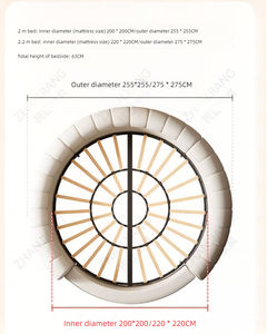 Итальянская Роскошная кремовая двуспальная кровать современный дизайн натуральная кожа круглая пуховка с деревянной рамкой мягкая Свадебная кровать принцессы - Product Image 6