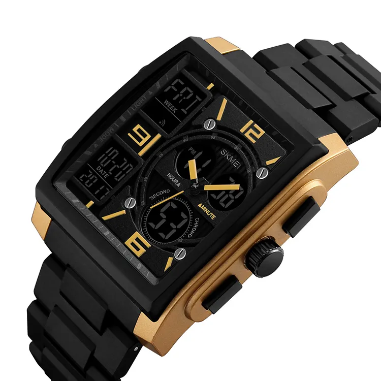 Skmei 1274 Square Sport Digital Dual Time Watches Jam Tangan Men Digital Watch