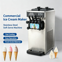 Machine à glace molle professionnelle en acier inoxydable pour la préparation de différentes saveurs de glaces et de yaourts glacés pour les entreprises