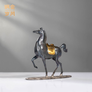 Figura de caballo de cobre y oro, decoración artística hecha a mano para sala de estar u oficina, regalo de inauguración de casa - Product Image 5