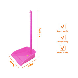 Ensemble balayette et pelle à poussière en plastique avec long manche en plastique, étanche, léger, portable, poils en nylon pour le nettoyage des sols de salle de bain - Product Image 4