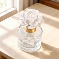 Diffuseur d'huiles essentielles en plâtre parfumé, fleur en céramique et porcelaine, flacon en verre de luxe 100 ml, parfum d'ambiance pour la maison