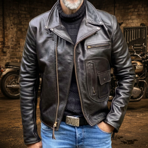 Export Fashionable Genuine Sheep Goat Leather Canvas <b>Racer</b> <b>Jacket</b> Mandarin Collar Unisex Casual Winter Waterproof Front - Product Image 1