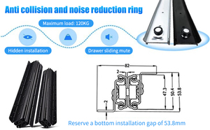 Correderas de Cajón Modernas de Alta Resistencia, de Extensión Completa y Silenciosas para Cocina, Escalera, <span class=keywords><strong>Armario</strong></span>, Guardarropa, Comedor y Gimnasio - Product Image 3