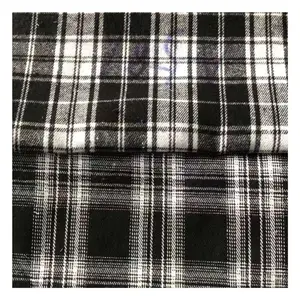 Grosir Pabrik CVC tc poliester benang katun dicelup tenun flanel periksa kemeja rok dan pakaian tidur kain tersedia