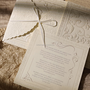 Vanilla <b>Printing</b> Custom 3D Embossed Cotton <b>Paper</b> Invitation Cards with Premium Raised Embossing and Custom Logo (Model 465) - Product Image 2