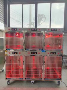 Pujia équipement vétérinaire en acier inoxydable clinique utilisation <span class=keywords><strong>Cage</strong></span> pour animaux cinq Six maison grand chenil pour chien caisse ICU <span class=keywords><strong>Cage</strong></span> avec roues