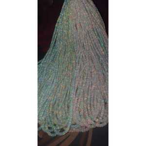 Cuentas de ópalo etíope natural blanco arcoíris de alta calidad, lisas y en forma de rondel, en hilo de 16 pulgadas de largo, al por mayor. - Product Image 1