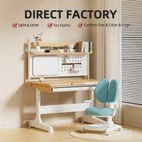 Bureau d'ordinateur en bois GSJ120-XKY, réglable en hauteur, ergonomique, table d'étude pour enfants et étagère avec chaise