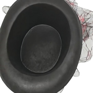 Elegante Sombrero de Copa Gótico con Encaje de Calavera y Velo, Sombrero de Terror Negro y Rojo para Disfraz de Halloween - Product Image 4