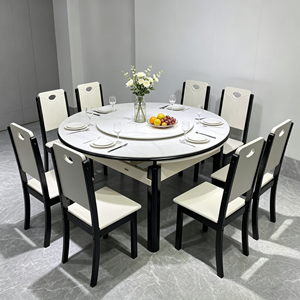Ensemble de table à manger ronde moderne avec plateau en marbre et 6 chaises, design extensible pour la salle à manger à domicile - Product Image 4
