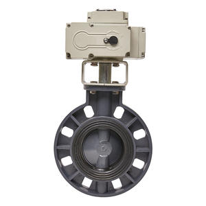 Vanne papillon en PVC D971X-16S résistante à la corrosion, acide/alcali, électrique, structure à bille en UPVC DN50 pour milieu huileux - Product Image 1