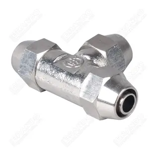 Union Tee T Type Quick Twist Connect Pipe Brass Nickel Plated Metal Pneumatic Air Hose Fitting 4mm 6mm 8mm 10mm 12mm