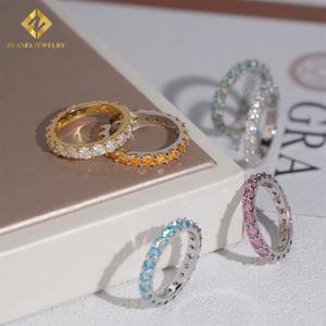 <span class=keywords><strong>Prix</strong></span> de gros Bijoux fins Bague 3,0 mm Bagues Hip Hop Solide Argent Sterling 925 Moissanite colorée Bague de fiançailles - Product Image 4