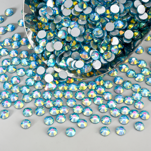 OLeeya Venta al por mayor de fábrica de pedrería de cristal de vidrio de espalda plana de aguamarina mágica personalizada para ropa de baile y decoración de disfraces - Product Image 4