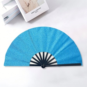 Popular Pink 10-Inch Glitter Fabric Plastic Folding <b>Fan</b> Eco-Friendly Painted Technique - Product Image 3