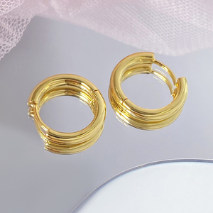 Pendientes de Aro Huggies de Latón Chapado en Oro con Circonitas de 18 mm, Clásicos y Modernos, Regalo Ideal para Mujer, ¡Venta Caliente! - Product Image 2