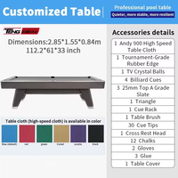 Table de Billard Professionnelle de Tournoi 9FT, Cadre en Bois Massif, Poches en Cuir pour Usage Domestique et Commercial avec Accessoires Inclus