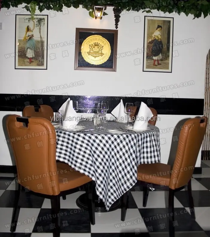 Confortável e popular cadeira de couro marrom utilizado mesa de restaurante e cadeira
