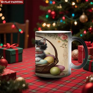 Mug à sublimation artisanal 11oz en céramique noire givrée, tasse magique changeante de couleur à la chaleur - Product Image 2