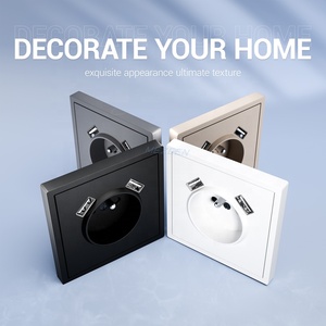 Eu trang trí nội thất 2P + t cắm USB ổ cắm 250V 16A pháp tường Ổ cắm điện với Dual loại một cổng USB - Product Image 2