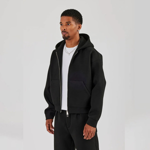 定制徽标刺绣连帽衫棉质抓绒厚重超大宽松版型拉链连帽衫男士运动连帽衫 - Product Image 3