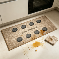 Stone Print Kitchen Runner Rug Anti-Slip Oil-Proof Stain Resistant Washable Polyester Low Pile Floor Mat Kitchen