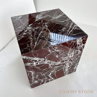 Table d'appoint cubique en marbre Rosa Levanto naturel luxueux Cammy Stone pour salon, chambre, cuisine, salle de bain, salle à manger, hôtel, etc.