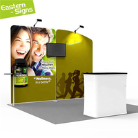 Promotion : Support de comptoir en tissu tendu LED durable et de haute qualité, facile à installer, portable, pour toile de fond de stand d'exposition de 3 mètres