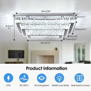 Hiện đại 3-Tier hình chữ nhật K9 pha lê LED trần ánh sáng điều khiển từ xa khách sạn Đèn chùm cho trần nhà cao - Product Image 6