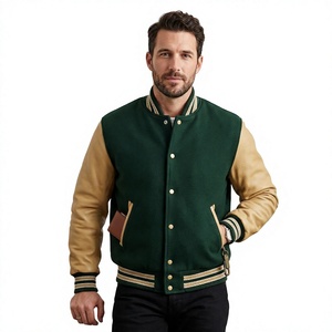Blousons Bomber Universitaires Personnalisés OEM 2025 – Style Collège Unisexe Tendance avec Capuche et Col Montant, Patchwork - Product Image 1