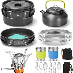 Camping Cookware Set 4-<b>5L</b> Portable Lightweight Stove Pot Teapot Tableware Outdoor Cooking Gear - Product Image 3