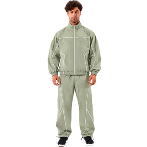 Conjunto de 2 Piezas Personalizado de Ropa Urbana Informal, Transpirable, de Talla Grande para Hombre, Chaqueta Cortavientos Ligera, Holgada y Extra Grande de Nailon - Product Image 1