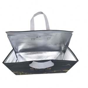 Simple & New Fashion Lunch <b>Cooler</b> <b>Bag</b> Thermal <b>Insulated</b> Tote Aluminum Foil Lining Letter Pattern Polyester Takeaway <b>Bags</b> - Product Image 2