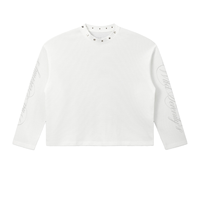 Haut ample à manches longues en tricot gaufré imprimé numérique style streetwear vintage américain pour homme et femme – Collection automne