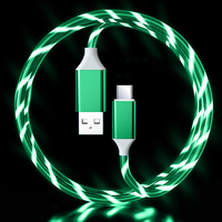 Câble de charge rapide USB Type C 2.4A pour téléphone portable, lumineux et coloré, avec LED à effet de lumière fluide
