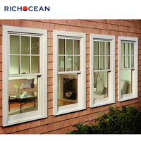 Fenêtres à double battant en aluminium durable de taille personnalisée RICHOCEAN, à double vitrage Low-E, pour villa