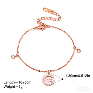 Pulsera Chapada en Oro de 18K, Acero Inoxidable 304, Galvanoplastia al Vacío, Diamante Artificial, Letra Tejida, Estilo Casual y Simple - Product Image 5