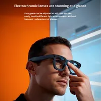 Lunettes Intelligentes Photochromiques IA avec Caméra 8MP, Enregistrement Vidéo et Audio HD 1080P, Double Micro, Lunettes VR, Étanchéité IPX-5, Temps Réel