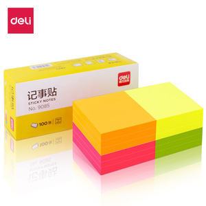 Deli <b>Sticky</b> <b>Notes</b> 9085 Square Paper 100 Sheets Self-adhesive Multi-color Fluorescent Memo Pad - Product Image 1