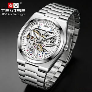 Montre automatique squelette personnalisée TEVISE pour hommes, usine OEM/ODM, montre-bracelet mécanique en acier inoxydable massif - Product Image 2