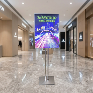 LED Illuminated High Brightness Full Color Tempered Glass Poster <b>Stand</b> Stainless Steel Frame Floor-Standing <b>Light</b> Box 42x59cm - Product Image 3