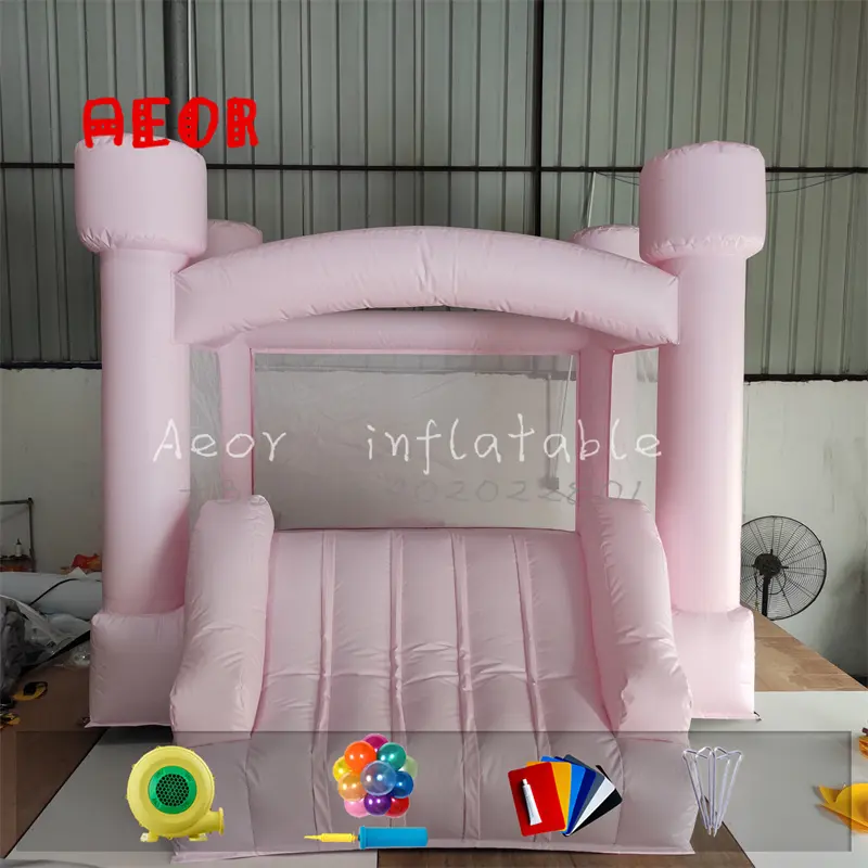 8x8ft गुलाबी उछाल घर के साथ मिनी स्लाइड inflatable कूदते कॉम्बो शीतल खेलने सफेद उछाल घर