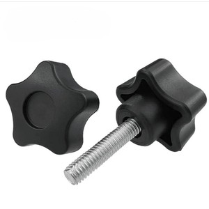 Edelstahl Metall Schwarz Bakelit Kunststoff kopf Fünf Lappen Stern Konkav griff Einstellbare Klemm griff Knopfs ch raube Rändel schraube - Product Image 1