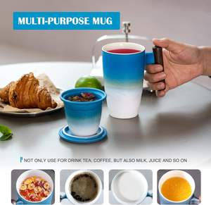 Taza de Café/Té de Cerámica Hecha a Mano con Colador Grande, Taza Tradicional Retro, Set de Regalo Empresarial <span class=keywords><strong>para</strong></span> Hogar u Oficina - Product Image 4